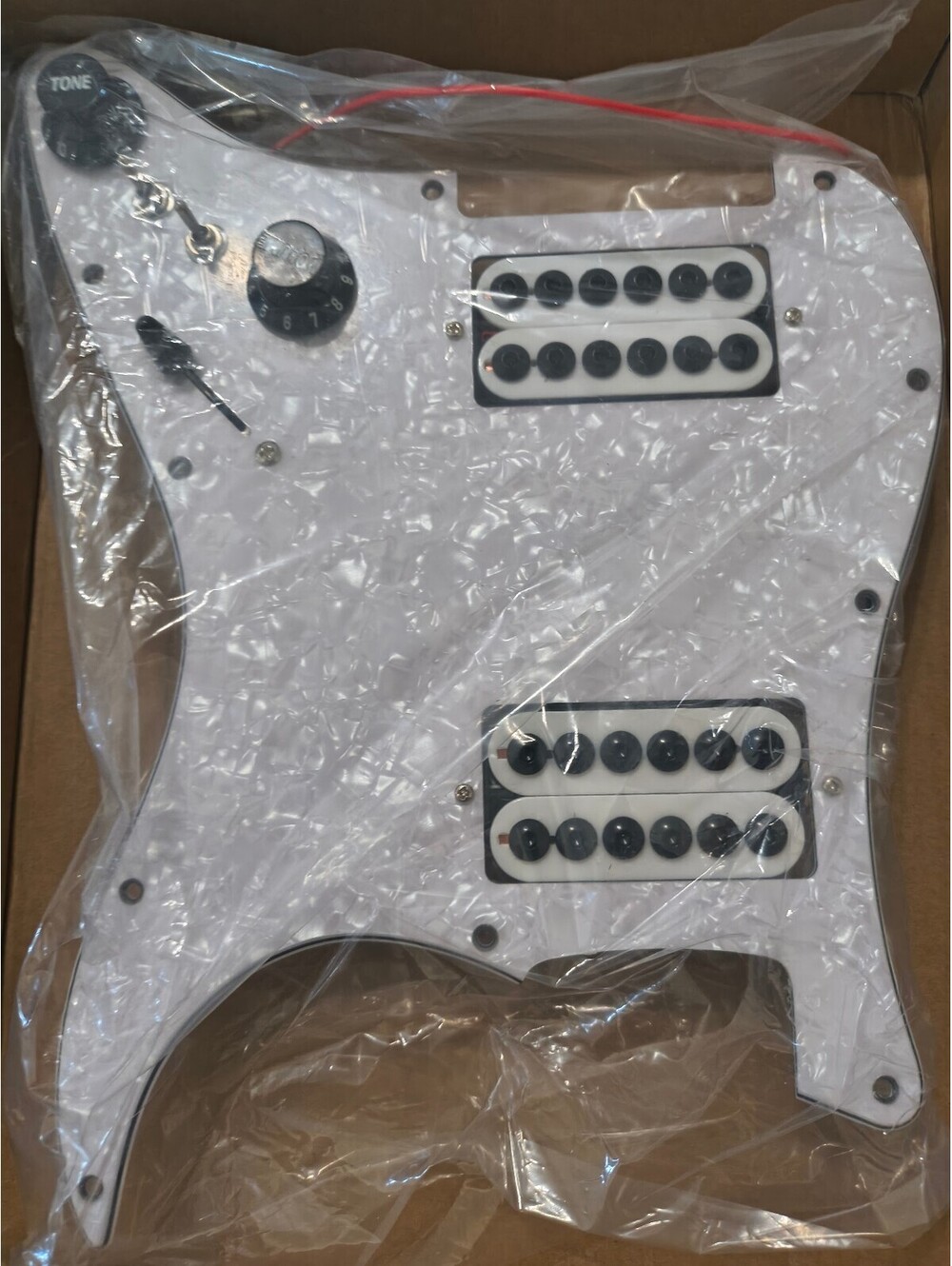 MAXCHEER 11-Hole 3-Ply HH Prewired Loaded Pickguard,Two Humbucker